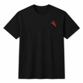 Black T-Shirt with Red Lobster Embroidery