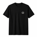 Black T-Shirt with White Octopus Embroidery
