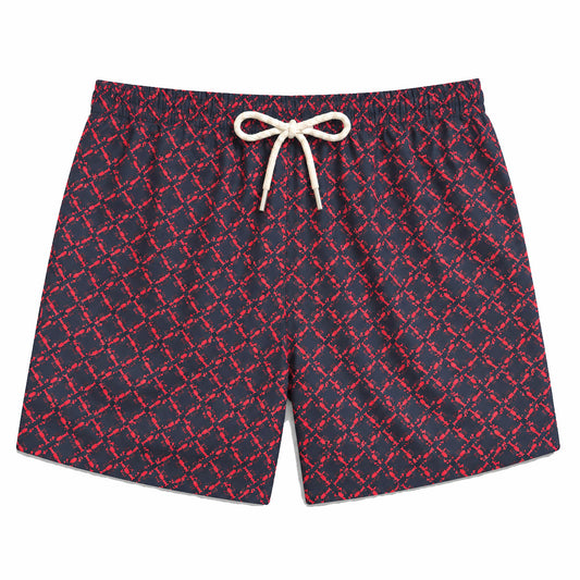 SS26 Men Swim Short -Navy Patterned — Lobsters