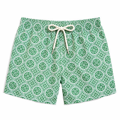 SS26 Men Swim Short - Light Green Mosaic — Jade