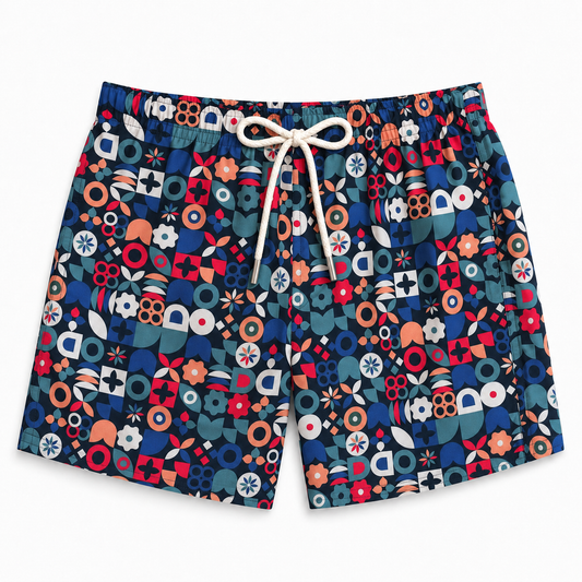 SS26 Men Swim Short - Multicolor Pattern — FUN