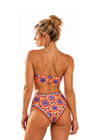 Retro Bloom – High-Waisted Bandeau Bikini Set